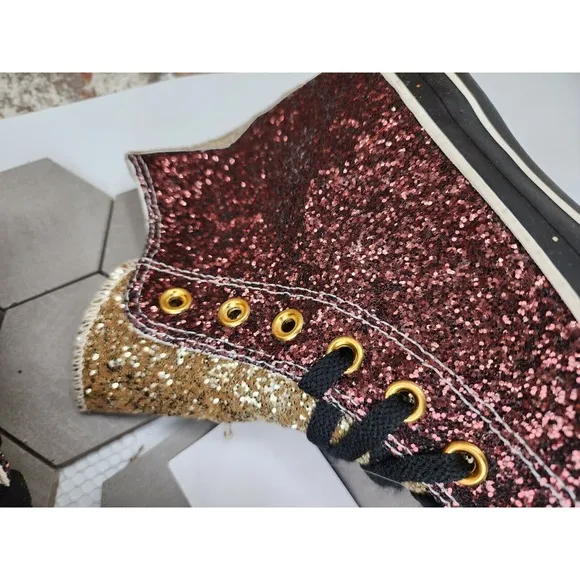Men Sz 10 Converse Chucks  Glitter High Top All Star JW Anderson Copper Bronze