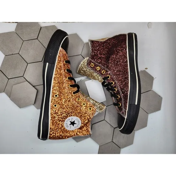Men Sz 10 Converse Chucks  Glitter High Top All Star JW Anderson Copper Bronze