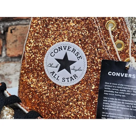Men Sz 10 Converse Chucks  Glitter High Top All Star JW Anderson Copper Bronze