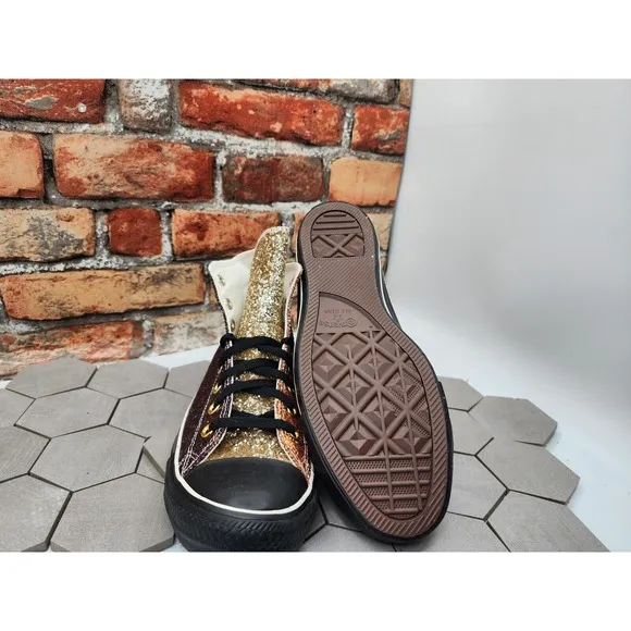 Men Sz 10 Converse Chucks  Glitter High Top All Star JW Anderson Copper Bronze