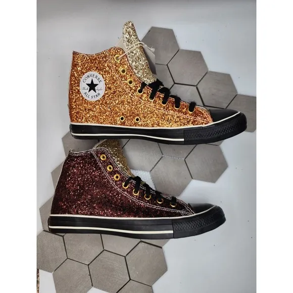 Men Sz 10 Converse Chucks  Glitter High Top All Star JW Anderson Copper Bronze