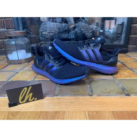 Mens 8 Adidas Ultraboost 5.0 DNA “Black Metallic Blue” Athletic Running Shoes GY