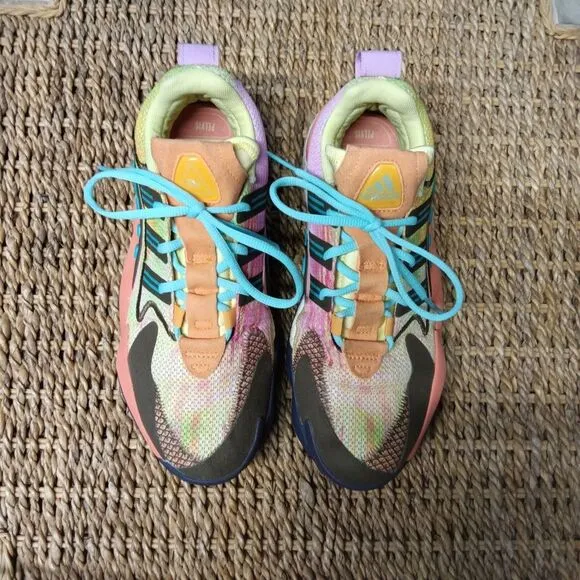Mens Adidas Pharrell Williams Crazy byW 2.0 Yellow Tint Chalk Coral Trace Purple