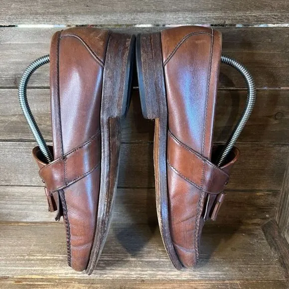 Mens Allen Edmonds Enfield Tassel Brown Leather Loafers Dress‎ Shoes Size 9.5 D