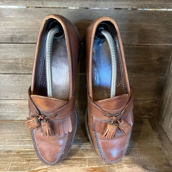 Mens Allen Edmonds Enfield Tassel Brown Leather Loafers Dress‎ Shoes Size 9.5 D