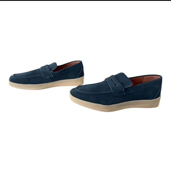 Men's Blue Loafers Vintage Foundry Company Edmond Loafer Leather Upper Navy 9.5