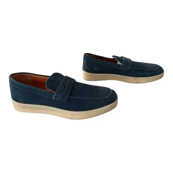 Men's Blue Loafers Vintage Foundry Company Edmond Loafer Leather Upper Navy 9.5