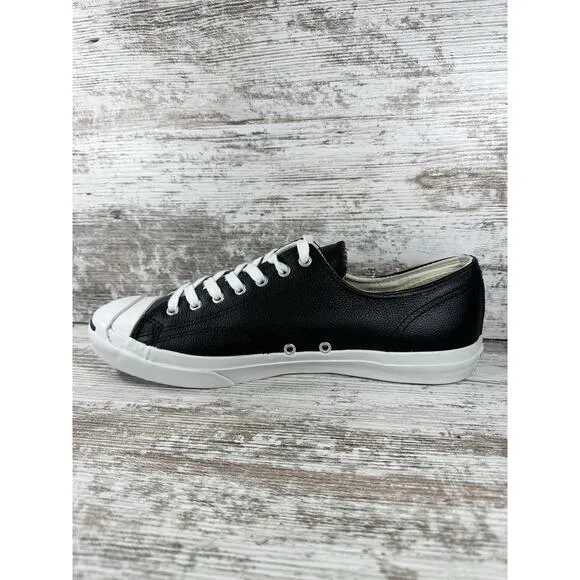 Men's Converse Jack Purcell Black Leather Low Top Sneakers Sz 12
