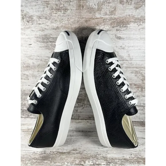 Men's Converse Jack Purcell Black Leather Low Top Sneakers Sz 12