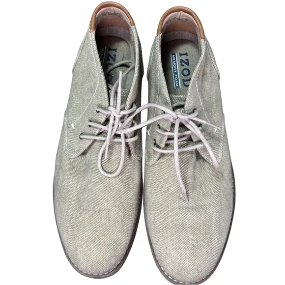 Men's Izod Memory Foam Incent Brown Oxford Canvas Casual Shoes size 9.5M