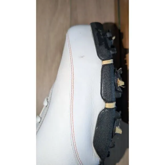 Men's Nike Air Golf Shoes White Leather Orange Swoosh Size 10.5W US 314909-181