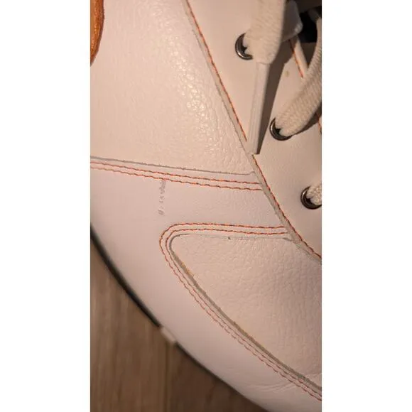 Men's Nike Air Golf Shoes White Leather Orange Swoosh Size 10.5W US 314909-181
