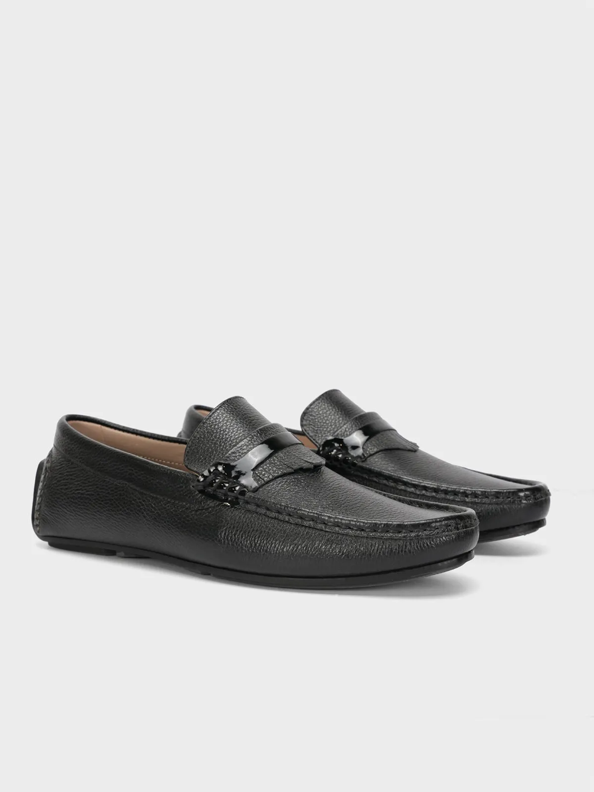 Mens "TRINITY" Leather Rounded Toe Moccasins