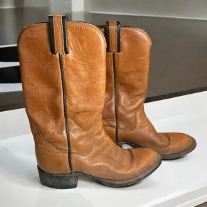 Mens Vintage The Sanders Cowboy Western Boots Brown Leather 7B