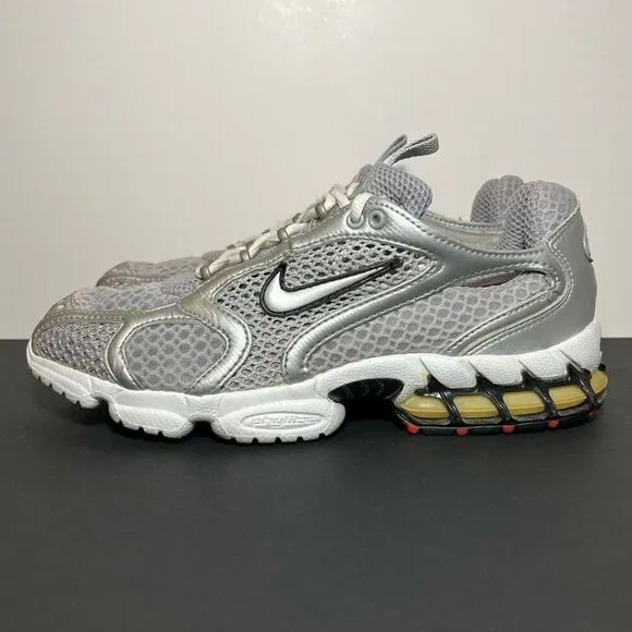 Mens VTG NIKE Air Zoom Spiridon Cage 2 Metallic Silver Athletic Shoes / Size 8.5
