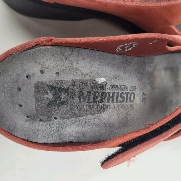 Mephisto Sandals Womens EU37 US7 Red Suede Leather Clog Slides Straps Slip On