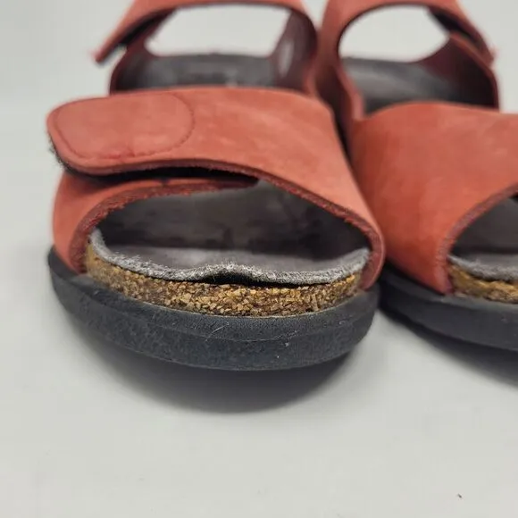 Mephisto Sandals Womens EU37 US7 Red Suede Leather Clog Slides Straps Slip On