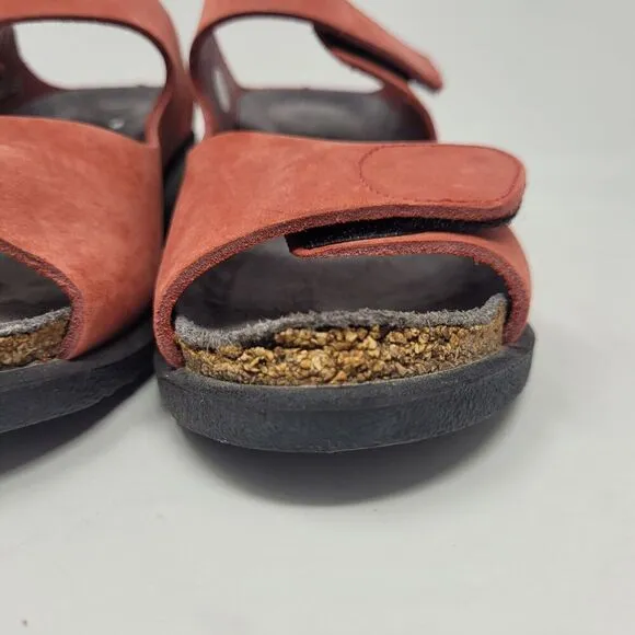 Mephisto Sandals Womens EU37 US7 Red Suede Leather Clog Slides Straps Slip On
