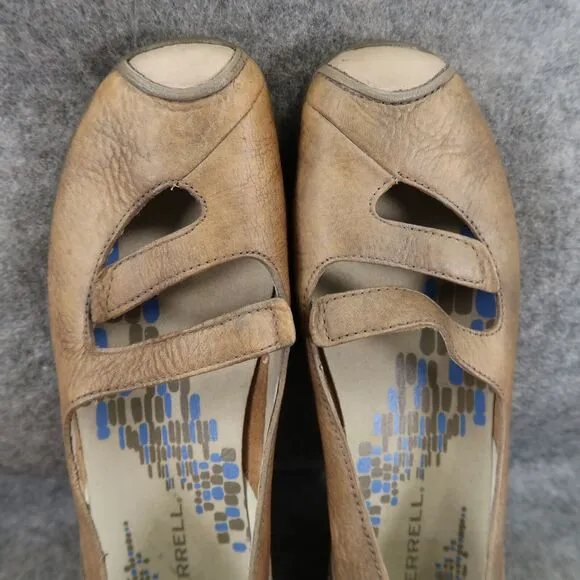 Merrell Shoes Womens 7 Mary Jane Wedge Slip On Loafer Leather Gabriella Brindle