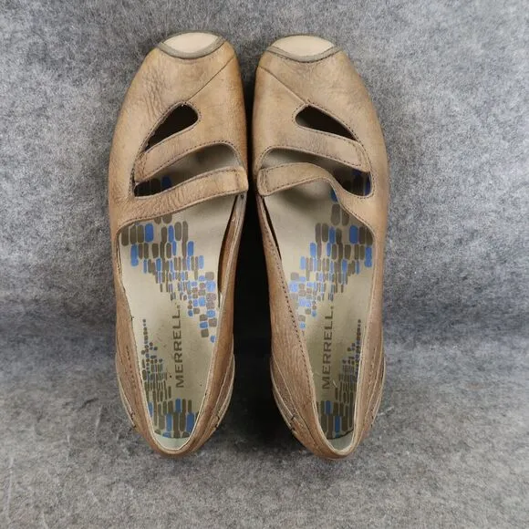 Merrell Shoes Womens 7 Mary Jane Wedge Slip On Loafer Leather Gabriella Brindle