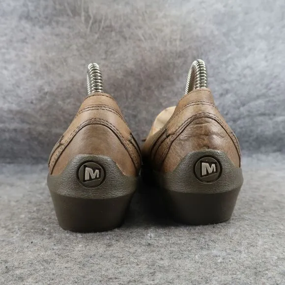 Merrell Shoes Womens 7 Mary Jane Wedge Slip On Loafer Leather Gabriella Brindle