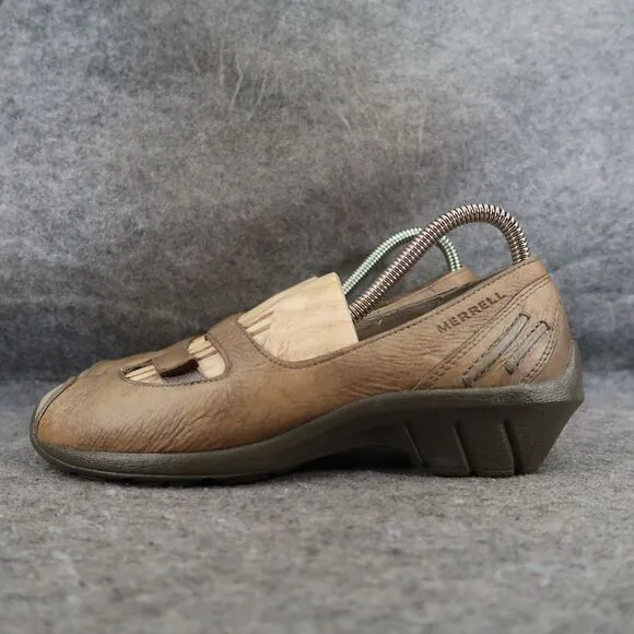 Merrell Shoes Womens 7 Mary Jane Wedge Slip On Loafer Leather Gabriella Brindle