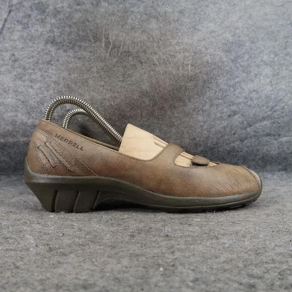 Merrell Shoes Womens 7 Mary Jane Wedge Slip On Loafer Leather Gabriella Brindle