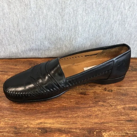 Mezlan Mens Size 10 Black Leather Loafers Causal Dress Shoes Slip On Spain
