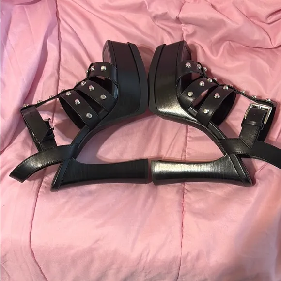 Michael Kors Black Platform Sandals with Studded Straps