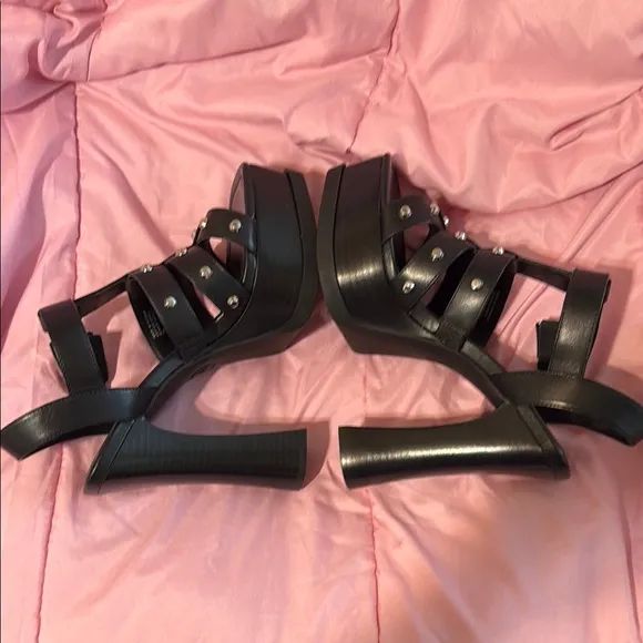 Michael Kors Black Platform Sandals with Studded Straps