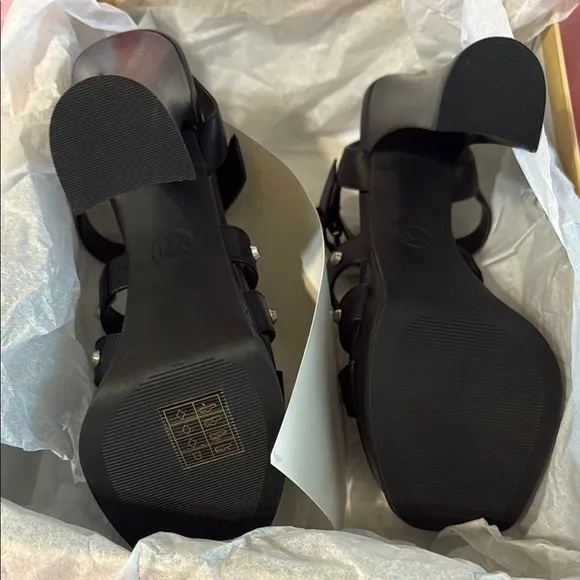 Michael Kors Black Platform Sandals with Studded Straps