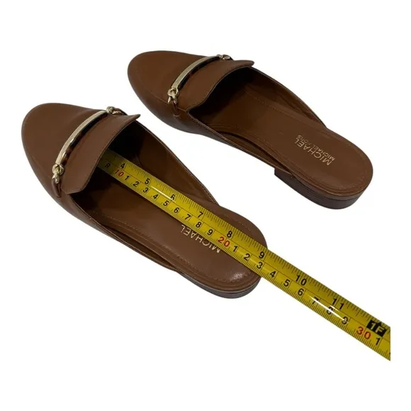 Michael Kors Brown Leather Loafers mule Michael Kors shop Nadia Slide size 6