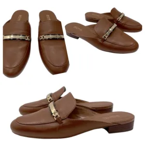 Michael Kors Brown Leather Loafers mule Michael Kors shop Nadia Slide size 6