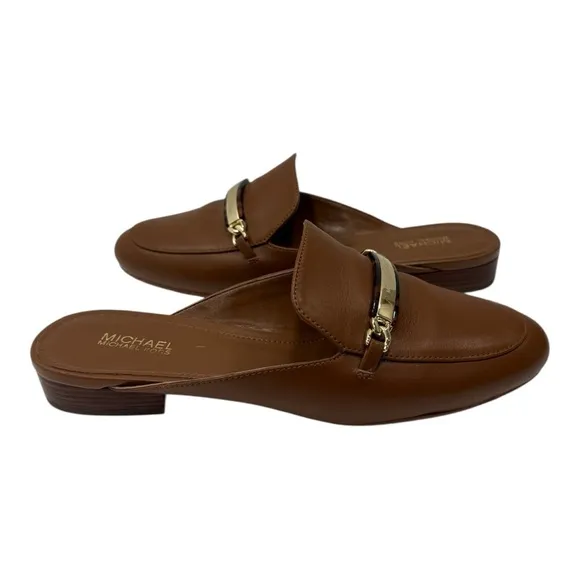 Michael Kors Brown Leather Loafers mule Michael Kors shop Nadia Slide size 6