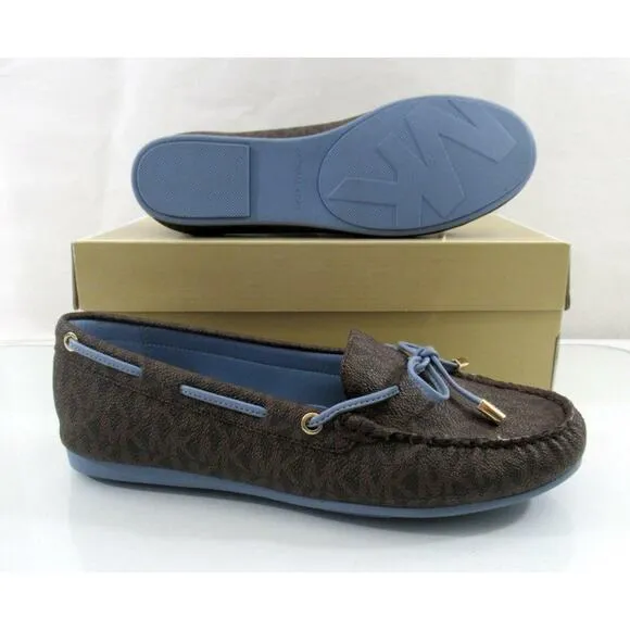 Michael Kors Sutton Moccasin Driver Flat Shoes Chambray Brown / Blue Size 7