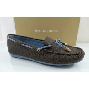 Michael Kors Sutton Moccasin Driver Flat Shoes Chambray Brown / Blue Size 7