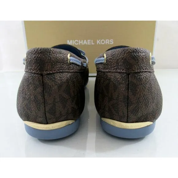 Michael Kors Sutton Moccasin Driver Flat Shoes Chambray Brown / Blue Size 7