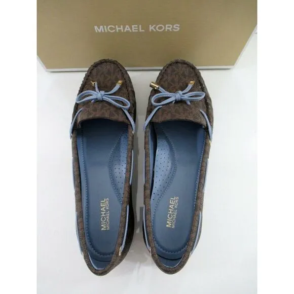 Michael Kors Sutton Moccasin Driver Flat Shoes Chambray Brown / Blue Size 7