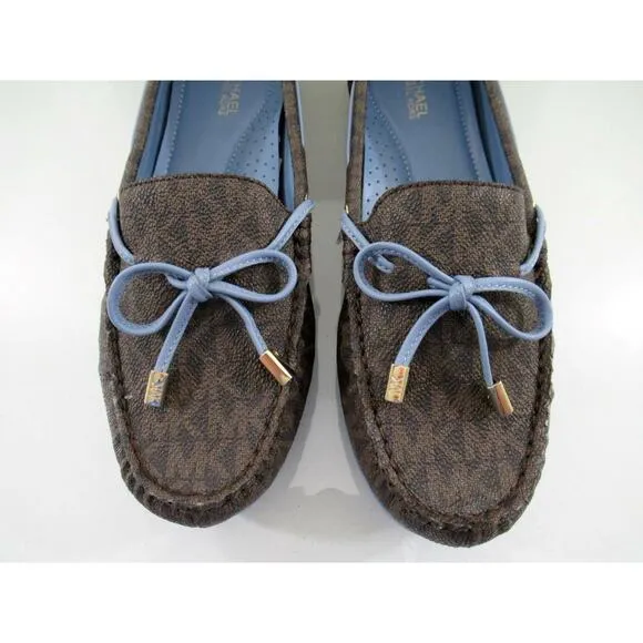 Michael Kors Sutton Moccasin Driver Flat Shoes Chambray Brown / Blue Size 7