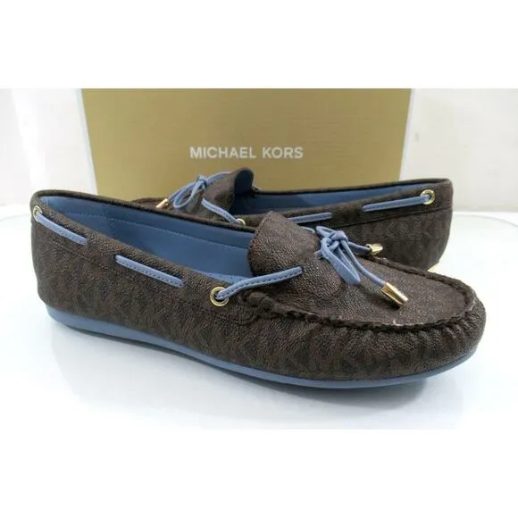 Michael Kors Sutton Moccasin Driver Flat Shoes Chambray Brown / Blue Size 7