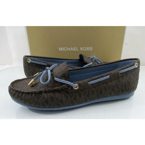 Michael Kors Sutton Moccasin Driver Flat Shoes Chambray Brown / Blue Size 7