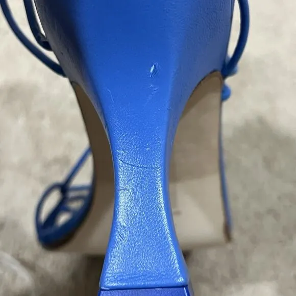 MIISTA Sally Thin Straps Square Toe Sculptural Heel Sandals in Blue Size 40 10