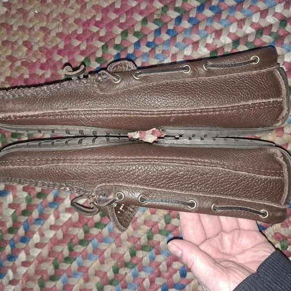 MINNETONKA Brown Men's Moosehide Loafer Moccasin SZ 10