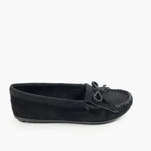 Minnetonka - Women's Kilty Suede Moccasins Black Suede - Size 6 M
