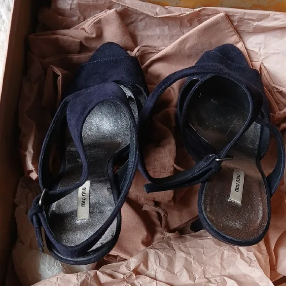 Miu Miu Blue Heels with Minimalist Design
