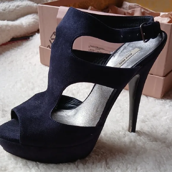 Miu Miu Blue Heels with Minimalist Design