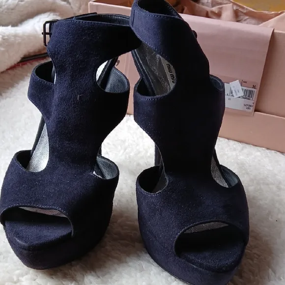 Miu Miu Blue Heels with Minimalist Design