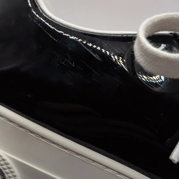 Miu Miu Patent Leather Sneakers Black Crystal Sole Platform Shoes Size US 9