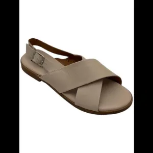 Miz Mooz Women's Leather Backstrap Crossover Sandals Leticia Cream - Medium