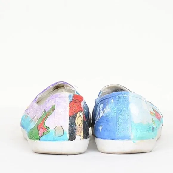 MUST SEE! Hand-painted Tinkerbell | Peter Pan Slip On Sneakers Women's 8